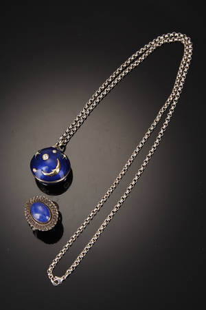 Lapis lazuli ring og halssmykke med vedhæng 2