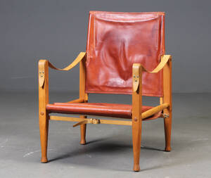 Kaare Klint. Safaristol af asketræ, rødbrunt læder