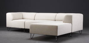 Modulsofa med puf, model seville, beige med sorte ben