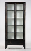 Vitrineskab, sort antikbemaling
