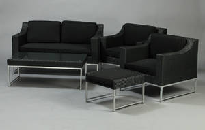 Havemøbelsæt af sort polyrattan