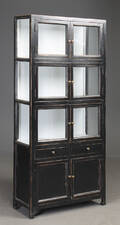 Vitrineskab, sort antikbemaling