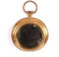 SPEGEL, i form av fickur, mässingglas, 1900-tal.