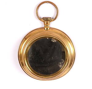 SPEGEL, i form av fickur, mässingglas, 1900-tal.