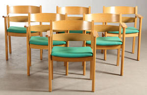 Kurt Østervig. Sæt på seks armstole af egetræ for FDB. 6 Denne vare er sat til omsalg under nyt varenummer 4375403