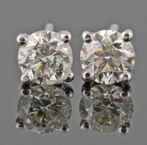 Brilliant-cut diamond earrings, approx. 0.94 ct. 2