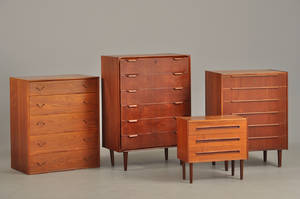4 kommoder af teak, 1950-1970 4