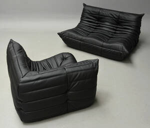 Michel Ducaroy. Lounge sofasæt, model Togo, sort læder 2