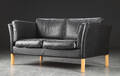 To-pers. sofa, sort læder