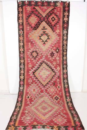 Uzbekisk handvävd kelim, mått 330x140 cm
