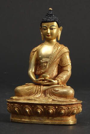 Siddende buddha, forgyldt