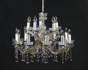 Kronleuchter, mit Prismenbehang, 20. Jh.