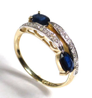 Safir- og diamantring