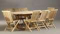 Trädgårdsgrupp i teak, 8 st stolar samt bord