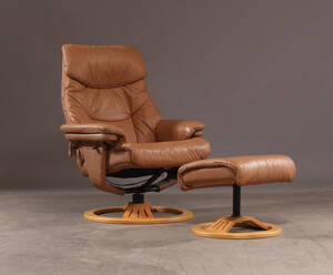 Stressless, lænestol med skammel, brunt skind 2