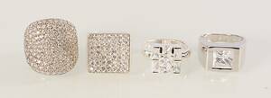 RINGAR, 4 st, sterlingsilver med stenar.