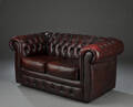 Chesterfield-stil. To-pers. sofa, læder 