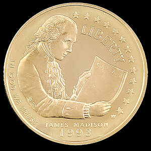 GULDMYNT, 5 dollar, James Madison, USA, 1993.