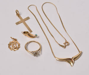 Samling smykker af 14 og 18 kt. guld