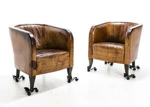 FÅTÖLJER, 1 par, Clubfåtöljer, 1900 - talets första hälft