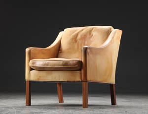 Børge Mogensen. Lænestol, læder, model 2207 