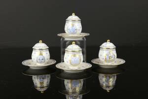 CRÉMEKOPPAR, 4 st, Kungliga namnschiffer, Rörstrand