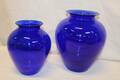 2 BLÅ VASER H 22, 26 CM