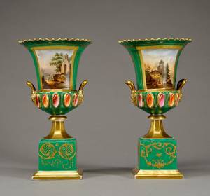 Par Louis Philippe prydvaser af porcelæn, ca. 1840. 2