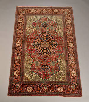 Persisk Isfahan medaljontæppe, 214 x 140 cm.