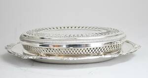 Fat med bordsvärmare, Silverplate