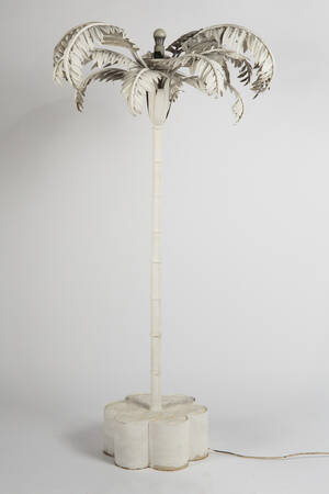 Palmenstehleuchte, Metall, weiß