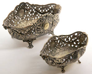 Større og mindre bordskål af sølv, Louis XVI form, ca. 1900 2
