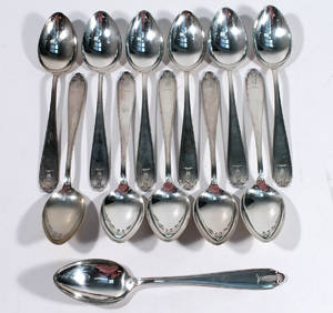 Matskedar, 12 st, silver. Modell Vasa. Vikt ca 608 gr. 12