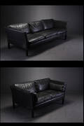 Stouby. Tre - og to - pers. sofa. Sort bøffellæder  2