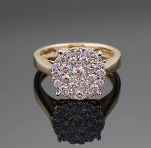 Brillantring ca 0.98 ct af 14 kt guld