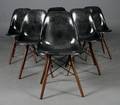 Charles Eames  Sæt på seks stole, model DSW sorte 6