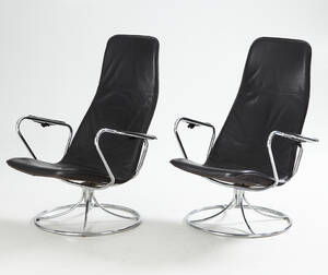 Snurrfåtöljer 1 par skinnklädsel