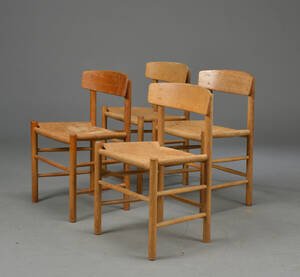 Børge Mogensen. Sæt på fire shakerstole af egetræ, model J39. 4 