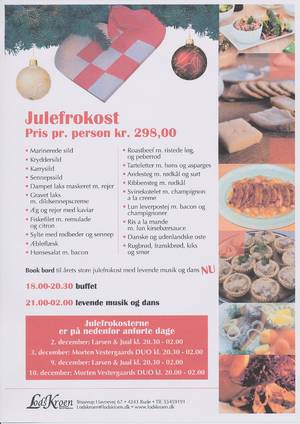 Julefrokost med musik og dans på Lodskroen for 10 personer, fredag den 2. december 2011