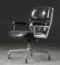 Charles Eames. Vintage kontorstol. Time Life Lobby Chair, sort læder