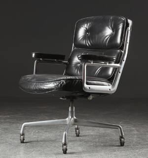 Charles Eames. Vintage kontorstol. Time Life Lobby Chair, sort læder
