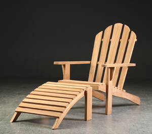 Hvilestol m. skammel, teaktræ 2 