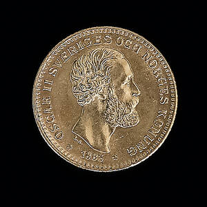 GULDMYNT, 10 kr, Sverige, 1883.