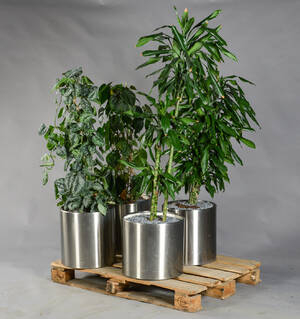 Fire planter i cirkulære potter af rustfrit stål. 4