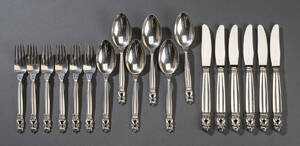 Johan Rohde for Georg Jensen. Bestik af sterlingsølv, Kongemønster 18