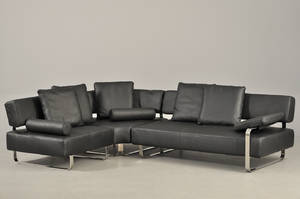 Italiensk design. Modulsofa betrukket med sort læder 4