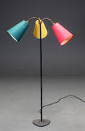 Standerlampe af messing med tre flexarme 1950erne