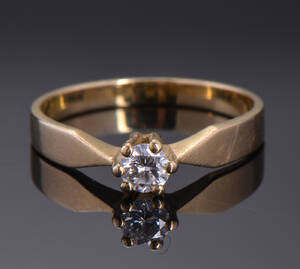 Brillant soliatairering ca 0.20 ct