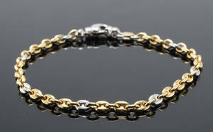 Ankerarmlænke af 14 kt. guld og hvidguld