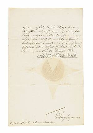 Av Adolf Fredrik undertecknat lejdbrev